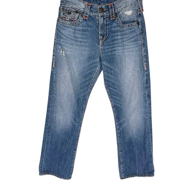 TRUE RELIGION Men’s Ricky Distressed Relaxed Straight Jean size 30 - Picture 1 of 10